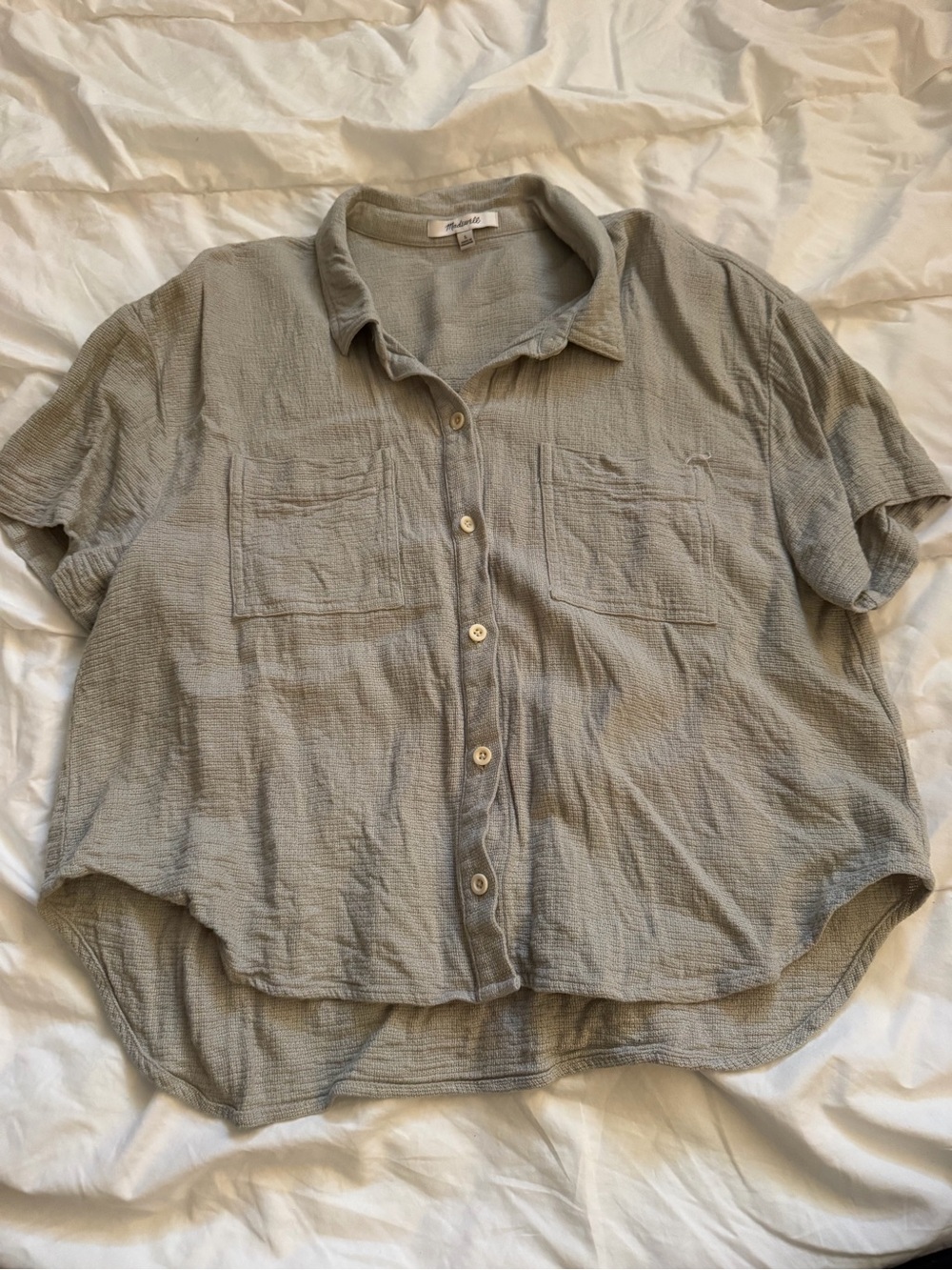 Madewell Light Gray Short-Sleeve Button-Down Shirt